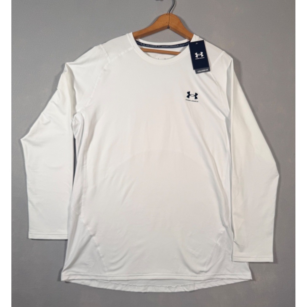 Under Armour ColdGear Armour Fitted Crew White Long Sleeve Top 1366068 XXL Mens